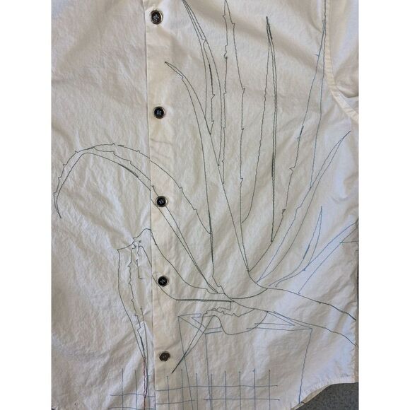 Rohka Button Up Shirt Mens Small/Medium Abstract Embroidered - Picture 7 of 9